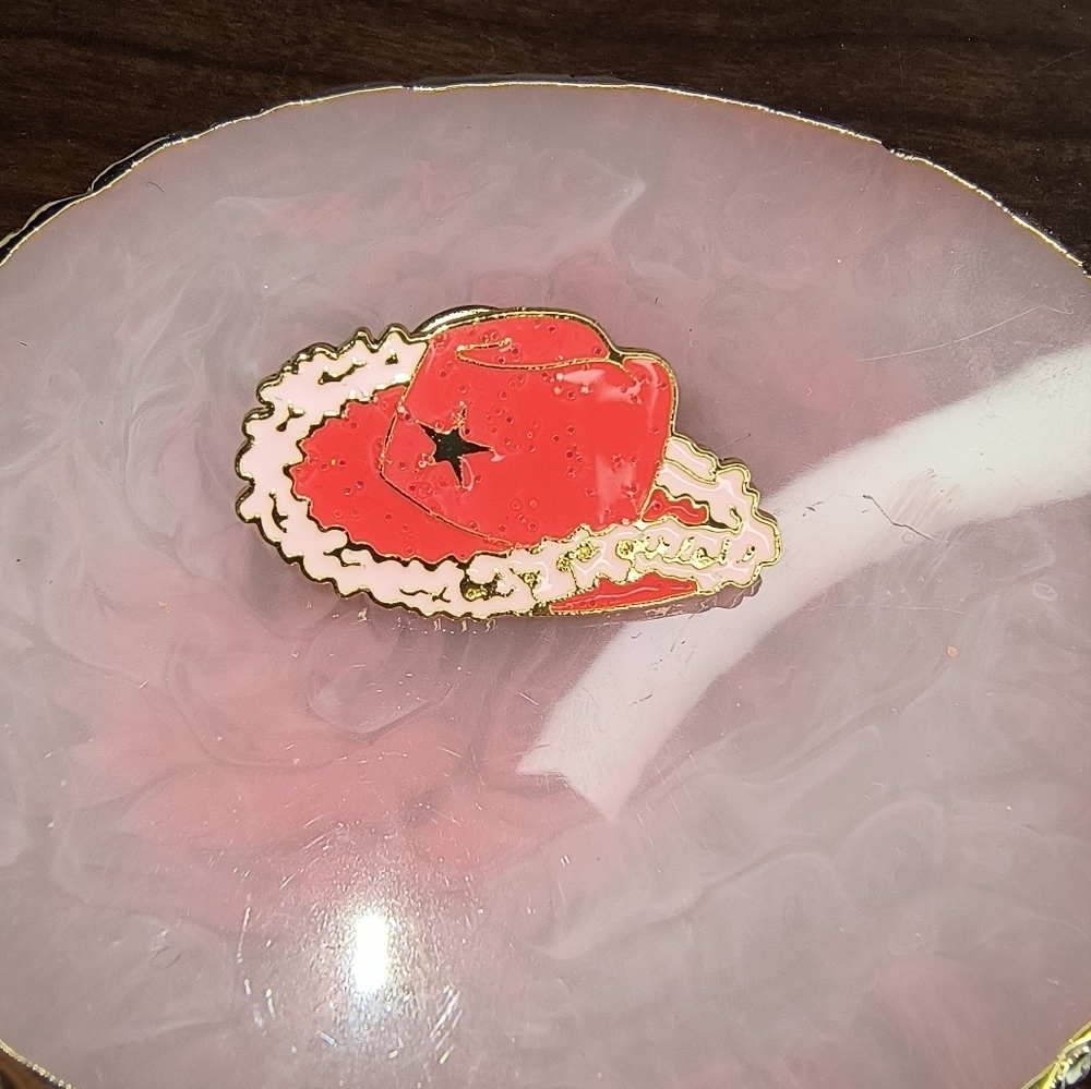 Red Cowboy Hat Brooch